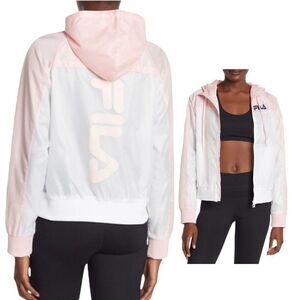 Fila Women’s L Breeze Windbreaker Logo Hoodie Full‎ Zip Performance Workout Gym